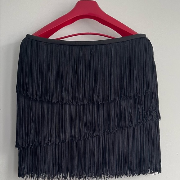 Jules & Leopold Black Fringe Mini Skirt - Picture 4 of 4
